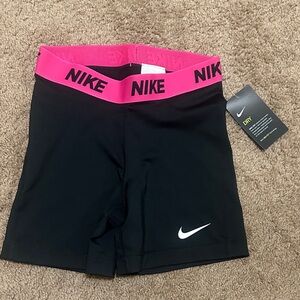 Nike Women's Athletic Shorts Black with Pink Waistband